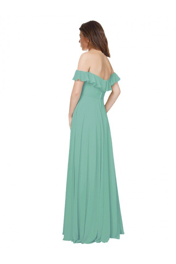Sydney Flounce Sleeves Off the Shoulder Long Chiffon Bridesmaid Dress