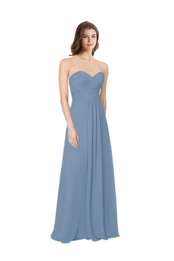 Sydney Chiffon A-Line Wraparound Draping Long Bridesmaid Dress