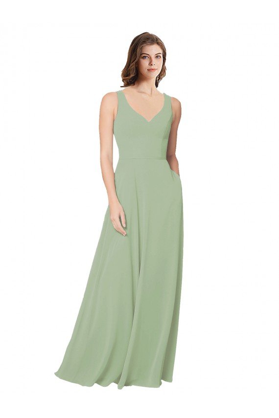 Sydney A-Line Open Back Chiffon Bridesmaid Dress with Pockets