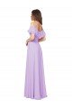 Sydney Ruffled Off the Shoulder Long Chiffon Bridesmaid Dress with Slit