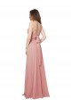 Sydney Open Back Wide Tie Band Long Chiffon Bridesmaid Dress with Pockets