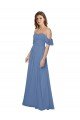 Sydney Flutter Sleeves Scoop Neck Off the Shoulder Long Chiffon Bridesmaid Dress
