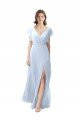 Sydney Flutter Sleeves Long Chiffon Bridesmaid Dress with Daring Open Back and Side Slit