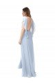 Sydney Flutter Sleeves Long Chiffon Bridesmaid Dress with Daring Open Back and Side Slit