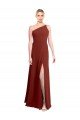Sydney Fit and Flare One Shoulder Long Chiffon Bridesmaid Dress with High Slit