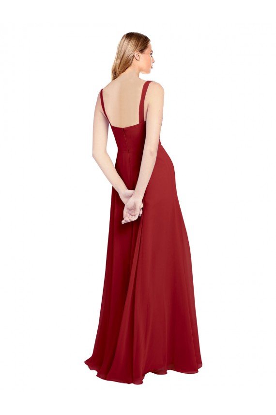 Sydney Sweetheart Neckline Long Chiffon Bridesmaid Dress with Side Slit and Wide Straps