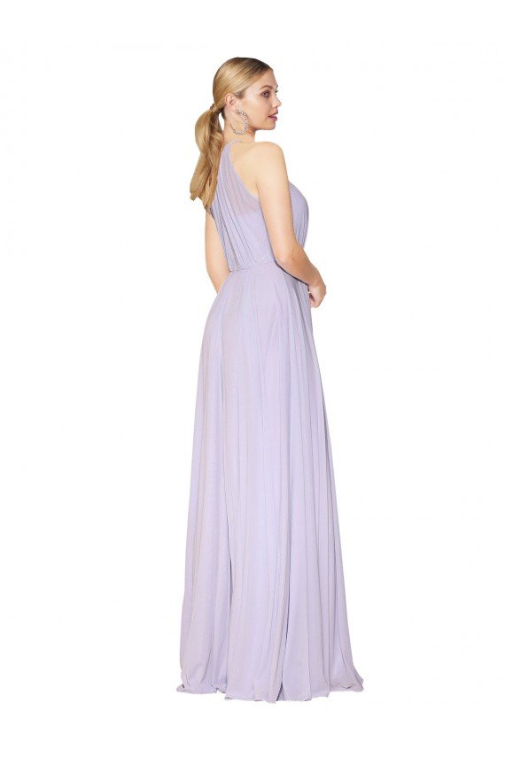 Sydney High Neck Halter Shirred Chiffon Bridesmaid Dress / Formal Prom Dress