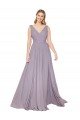 Sydney Draped Floor Length High Neck V-Back Chiffon Bridesmaid Dress / Formal Prom Dress with Shirred Bodice