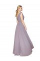 Sydney Draped Floor Length High Neck V-Back Chiffon Bridesmaid Dress / Formal Prom Dress with Shirred Bodice