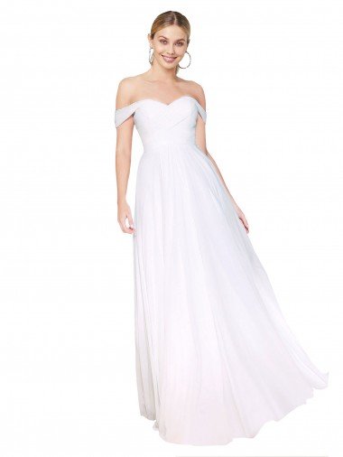 Sydney Off the Shoulder Long Full Length Chiffon Bridesmaid Dress / Formal Prom Dress