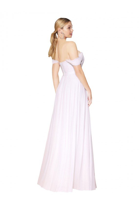 Sydney Off the Shoulder Long Full Length Chiffon Bridesmaid Dress / Formal Prom Dress