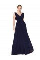 Sydney Draped Long V-Neck Floor Length Chiffon Bridesmaid Dress / Formal Prom Dress