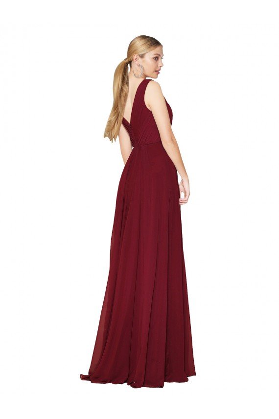 Sydney Draped A-Line V-Neck Floor Length Chiffon Bridesmaid Dress / Formal Prom Dress