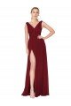 Sydney Draped Mermaid Long V-Neck Chiffon Bridesmaid Dress / Formal Prom Dress with High Slit