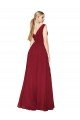 Sydney Draped Mermaid Long V-Neck Chiffon Bridesmaid Dress / Formal Prom Dress with High Slit