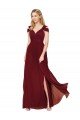Sydney Off the Shoulder Long Chiffon Bridesmaid Dress / Formal Prom Dress with Side Slit