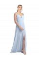 Sydney Draped Cowl Neck Tied Straps Long Chiffon Bridesmaid Dress with Slit