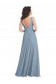 Sydney Faux Surplice Bodice Long Chiffon Bridesmaid Dress with V-Neckline