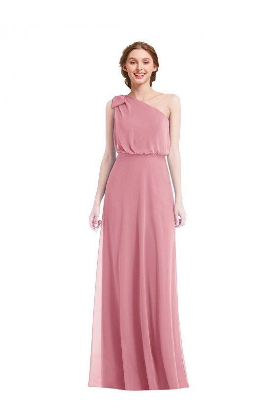 Sydney One Shoulder Bow Blouson Bodice Maxi Bridesmaid Dress