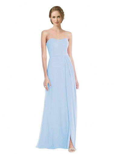 Sydney Strapless Sweetheart Maxi Bridesmaid Dress with Pleated Front Slit
