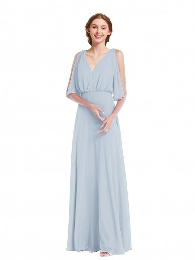 Sydney V-Neck Split Sleeves Blouson Bodice Maxi Bridesmaid Dress