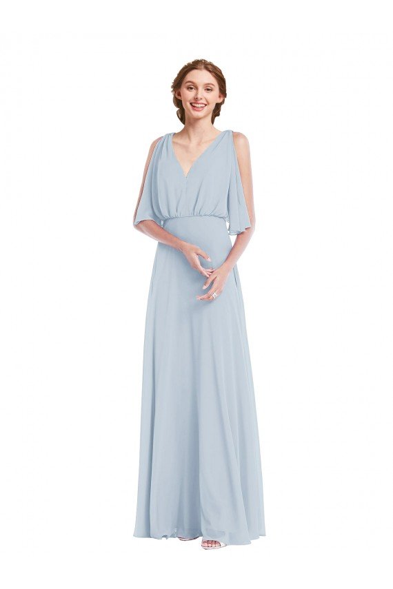 Sydney V-Neck Split Sleeves Blouson Bodice Maxi Bridesmaid Dress