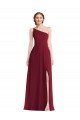 Sydney One Shoulder Chiffon Maxi Bridesmaid Dress with Shirred Front Slit