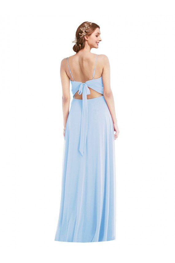 Sydney Tie Back Cutout Maxi Formal Bridesmaid Dress with Front Slit
