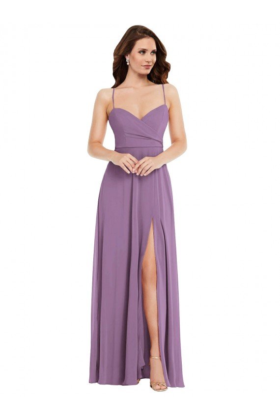 Sydney Wrap Bodice Maxi Bridesmaid Dress with Front Slit