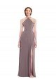 Sydney Diamond Halter Maxi Formal Bridesmaid Dress with Front Slit