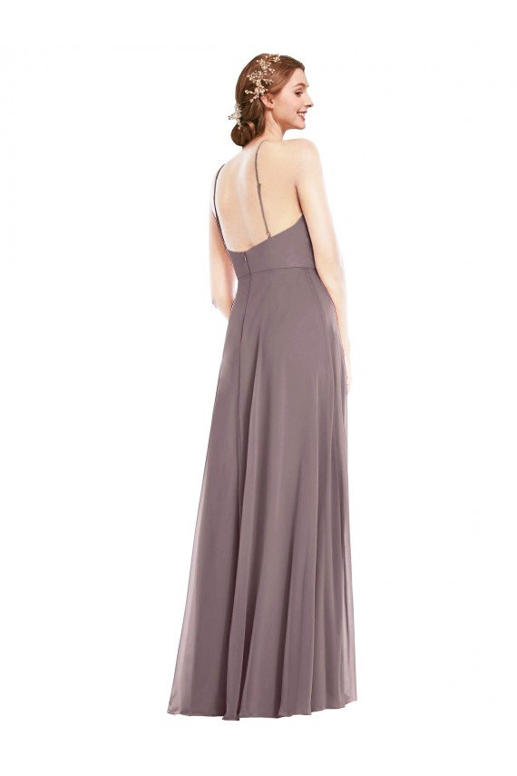 Sydney Diamond Halter Maxi Formal Bridesmaid Dress with Front Slit
