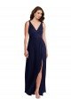Sydney Deep V-Neck Chiffon Maxi Bridesmaid Dress with Front Slit