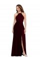 Sydney Halter Spaghetti Straps Maxi Bridesmaid Dress with Front Slit