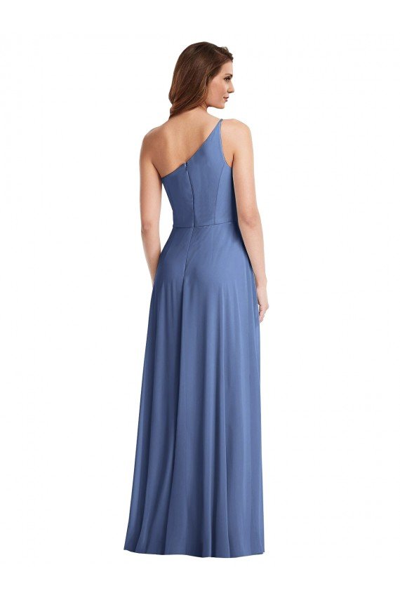 Sydney One Shoulder Full Length Maxi Formal Bridesmaid Dress with Flirty Slit