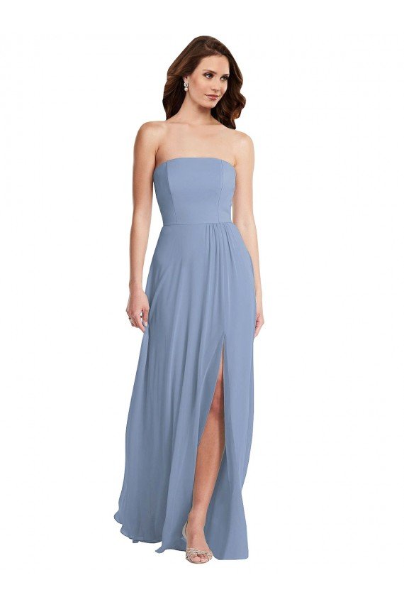 Sydney Strapless A-Line Maxi Bridesmaid Dress with Front Slit