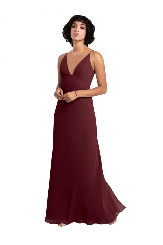 Sydney Notched Neckline Empire Waist Chiffon Slip Bridesmaid Dress