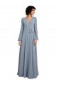 Sydney Wrap Style Long Sleeves Chiffon Bridesmaid Dress with Pleated Bodice