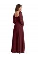 Sheer Long Sleeves Chiffon Bridesmaid Dress with High Slit
