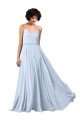 Sydney V-Neck Blouson Waist Long Chiffon Bridesmaid Dress with Straps