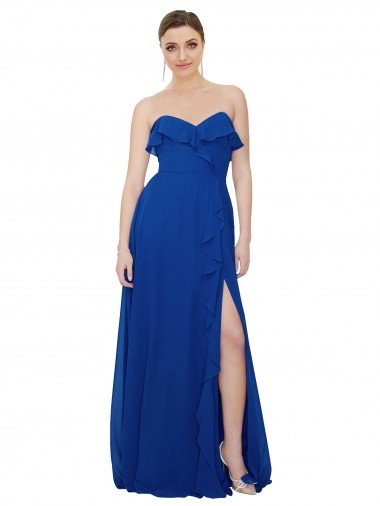 Sydney Ruffled Chiffon Strapless Bridesmaid Dress