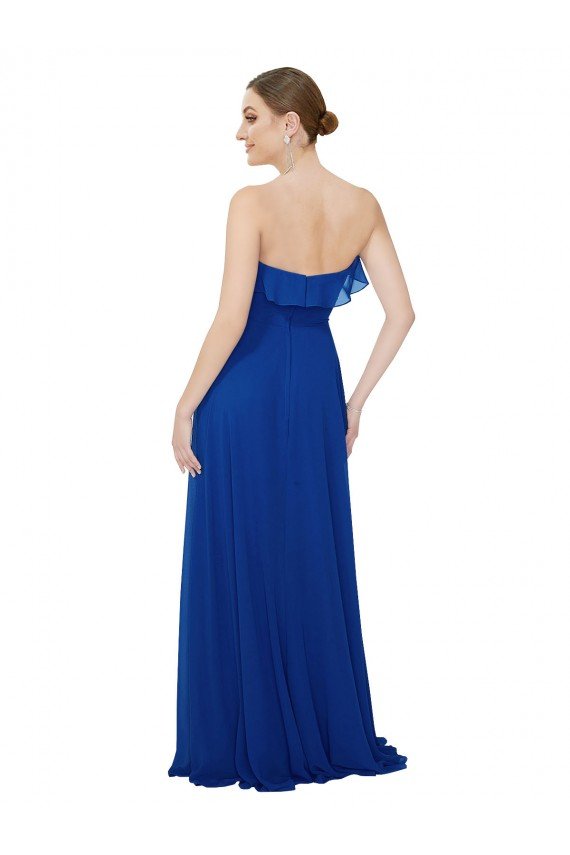 Sydney Ruffled Chiffon Strapless Bridesmaid Dress