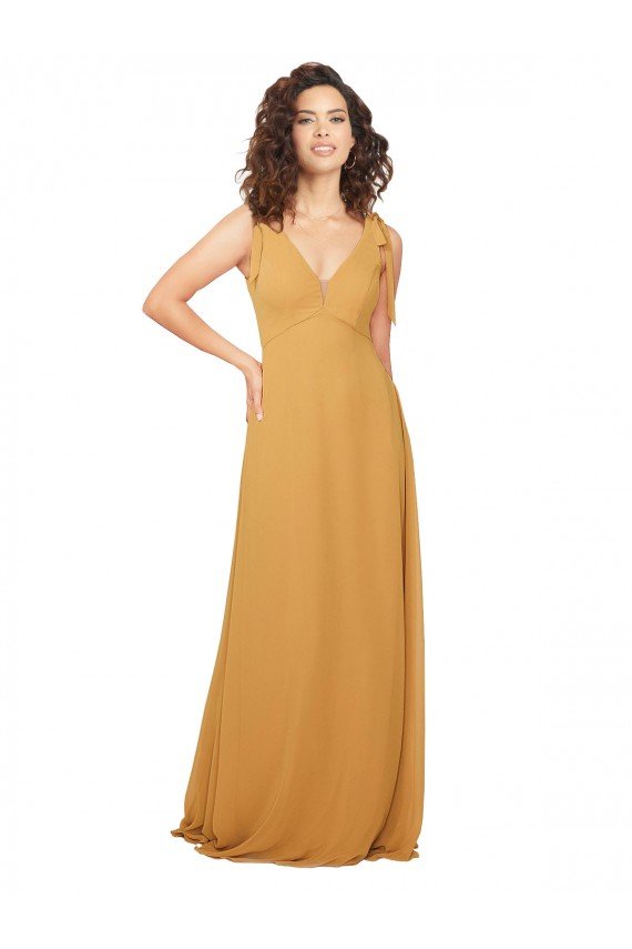 Sydney Boho Chiffon Bridesmaid Dress with Tied Straps