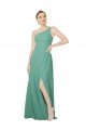 Sydney One Shoulder Asymmetric Chiffon Bridesmaid Dress with Pockets