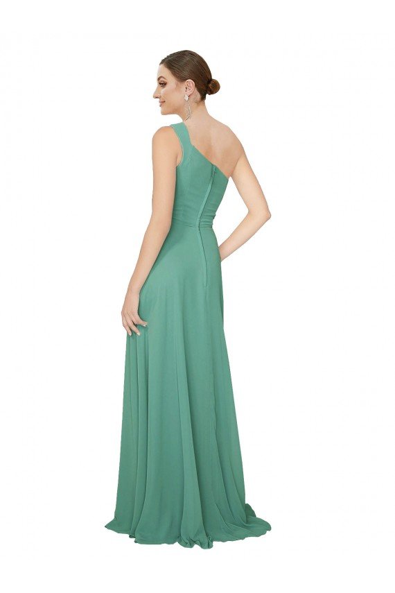 Sydney One Shoulder Asymmetric Chiffon Bridesmaid Dress with Pockets