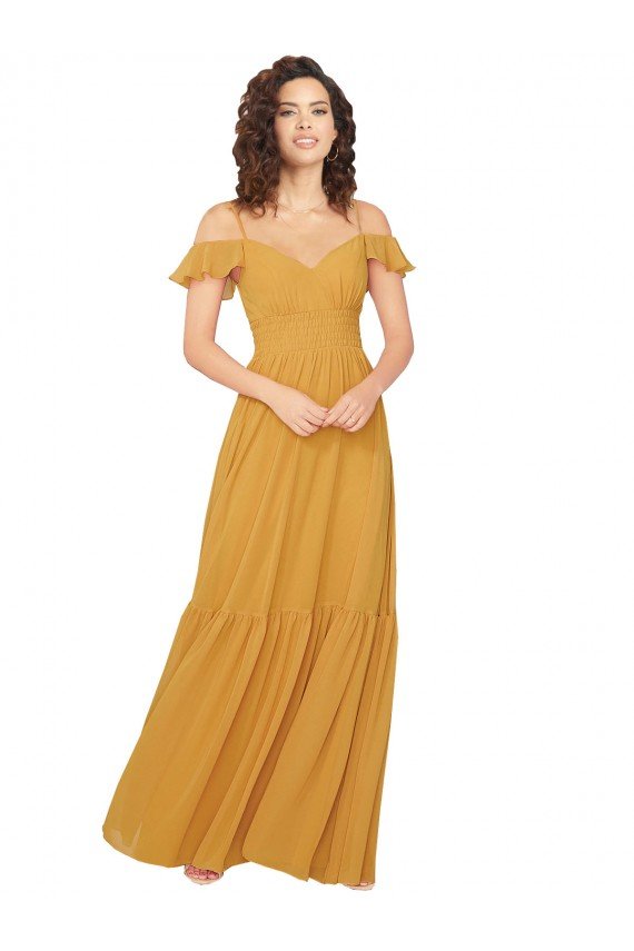 Sydney Ruched Keyhole Back Boho Chiffon Bridesmaid Dress