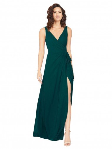 Sydney V-Neck Chiffon Bridesmaid Dress with Front Skirt Slit