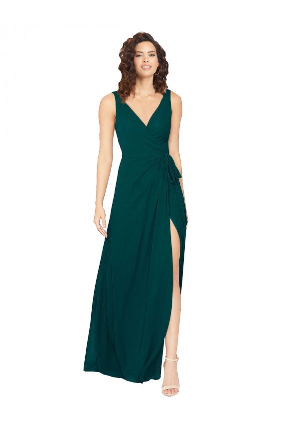 Sydney V-Neck Chiffon Bridesmaid Dress with Front Skirt Slit