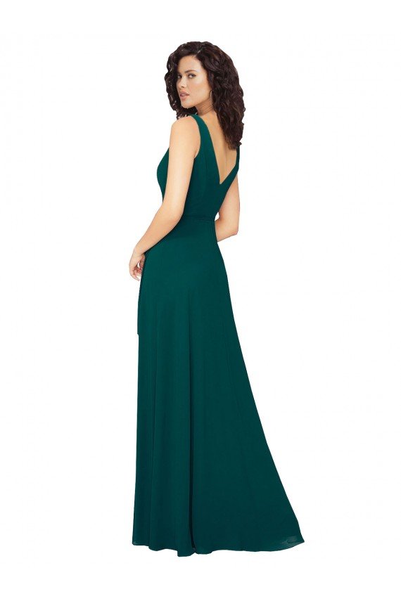 Sydney V-Neck Chiffon Bridesmaid Dress with Front Skirt Slit