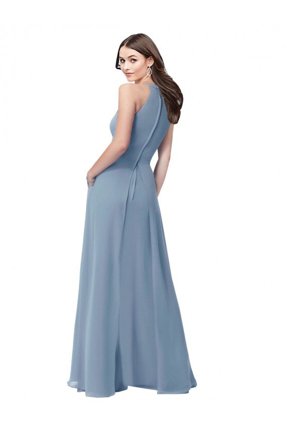Sydney Halter High Neck Chiffon Dress with Sash
