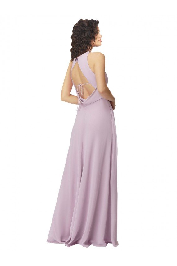 Sydney High-Halter Chiffon Bridesmaid Dress with Keyhole Cowl Back